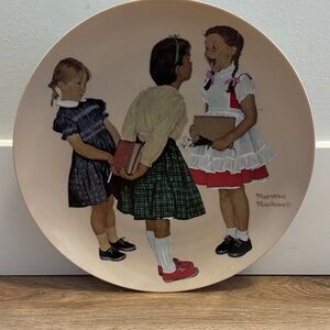 Norman Rockwell Plate with Red, Green, and Black Accents